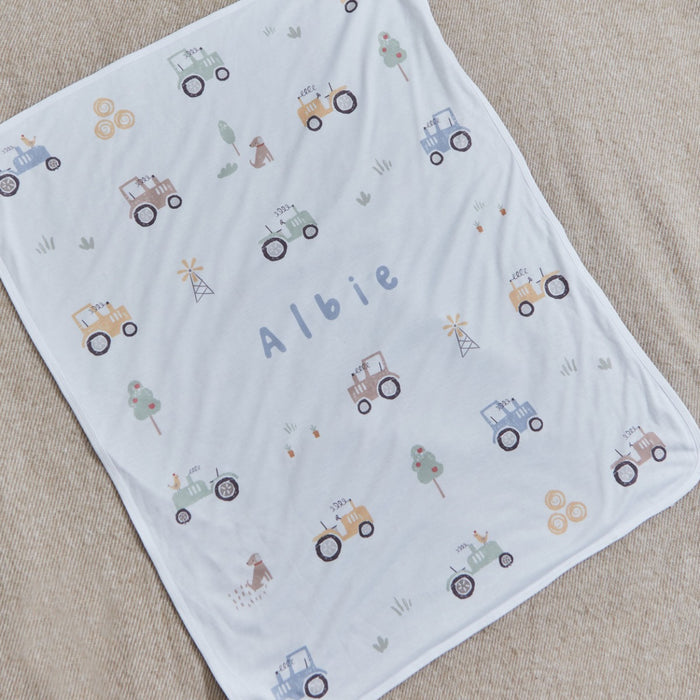 Personalised Tractor All-Over Print Jersey Blanket