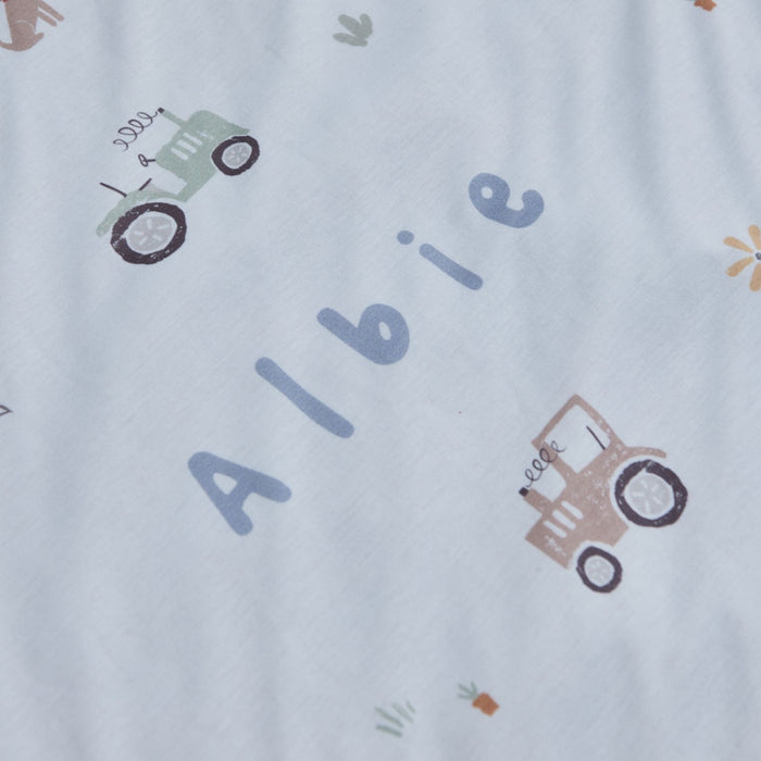 Personalised Tractor All-Over Print Jersey Blanket
