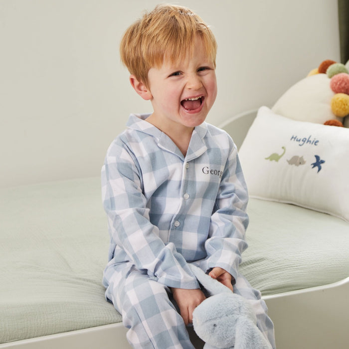 Personalised Traditional Blue Checkered Pyjama Set