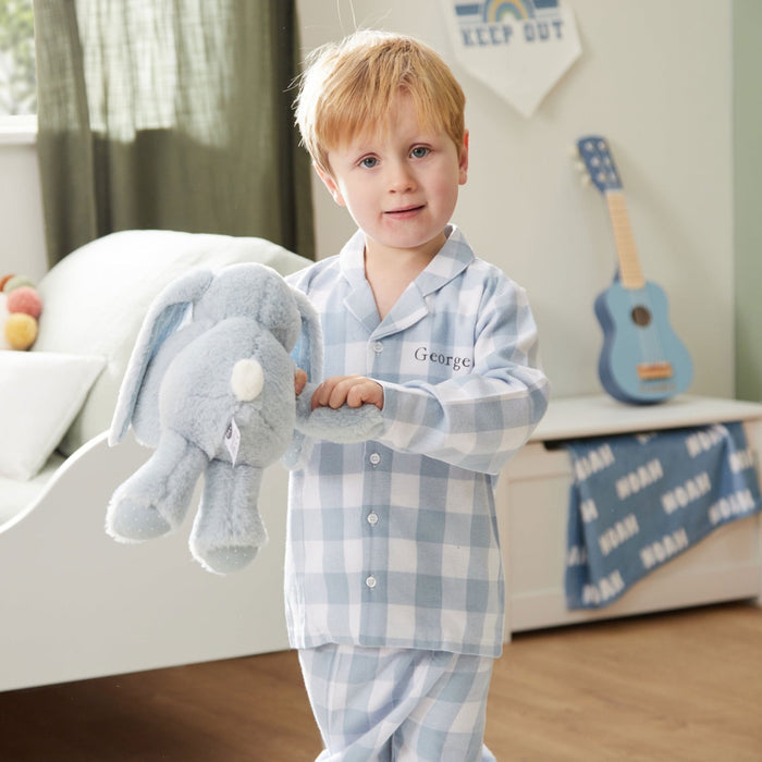 Personalised Traditional Blue Checkered Pyjama Set