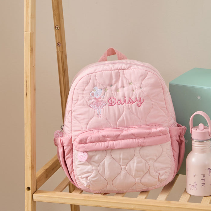 Personalised Twinkle Tales Pink Quilted Backpack