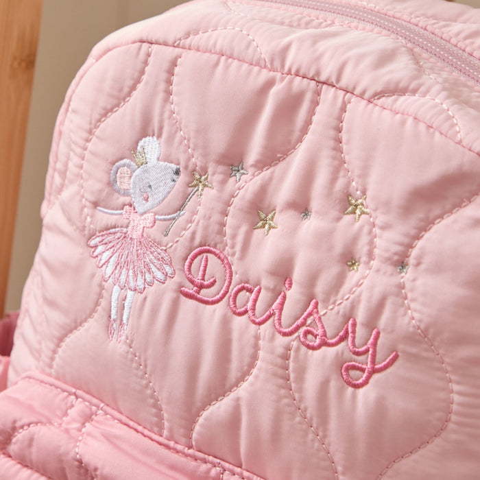 Personalised Twinkle Tales Pink Quilted Backpack