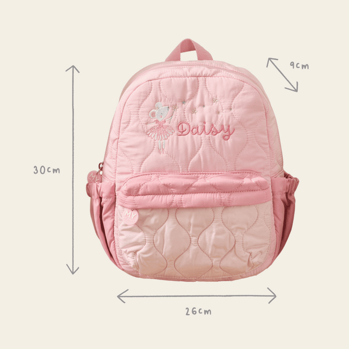 Personalised Twinkle Tales Pink Quilted Backpack