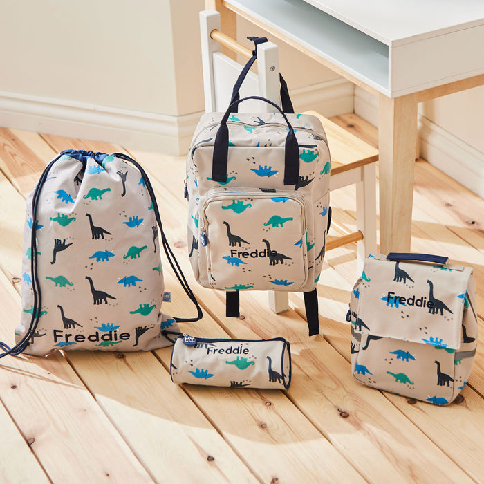 Personalised Ultimate Grey Dinosaur School Bag Set
