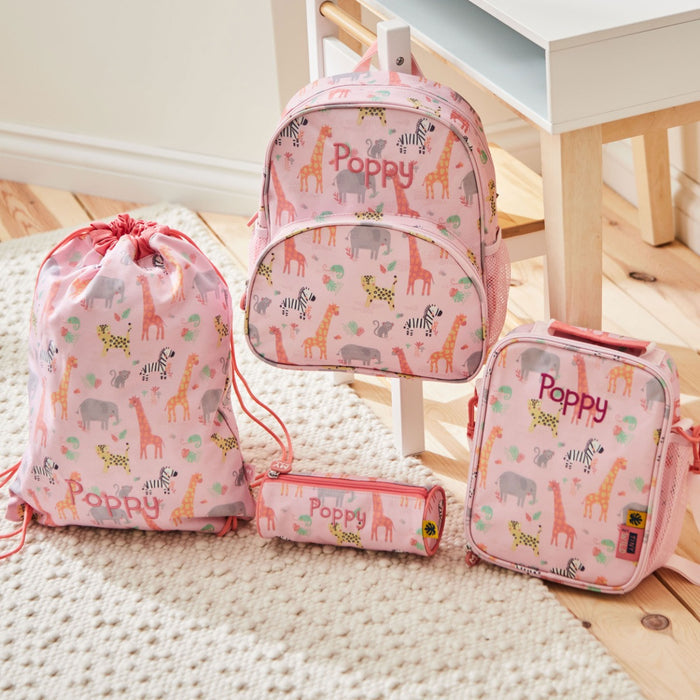 Personalised Ultimate Pink Safari School Bag Set