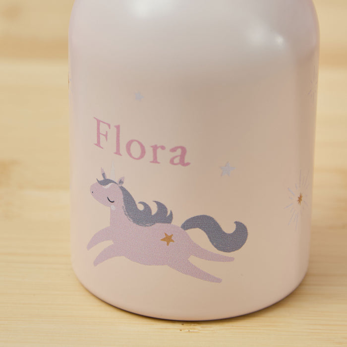 Personalised Unicorns Print Pink Bottle