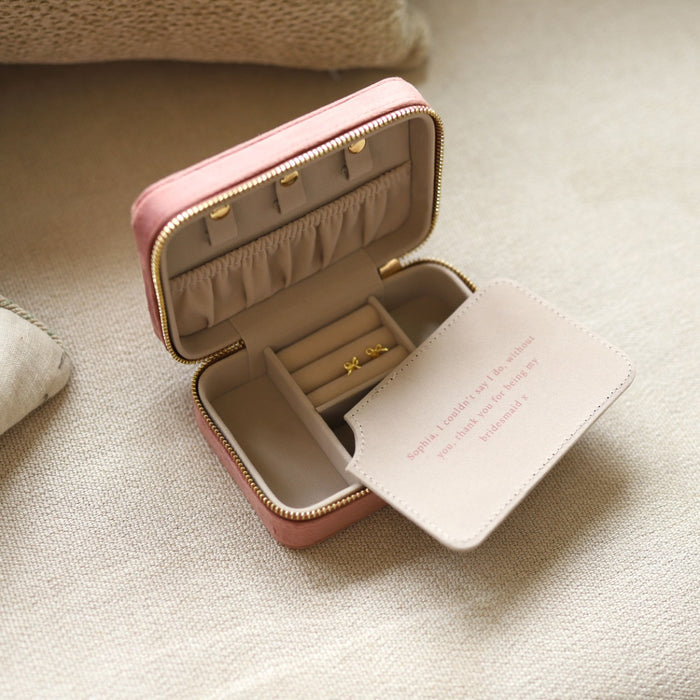 Personalised Velvet Jewellery Box in Dark Pink by Made Yours