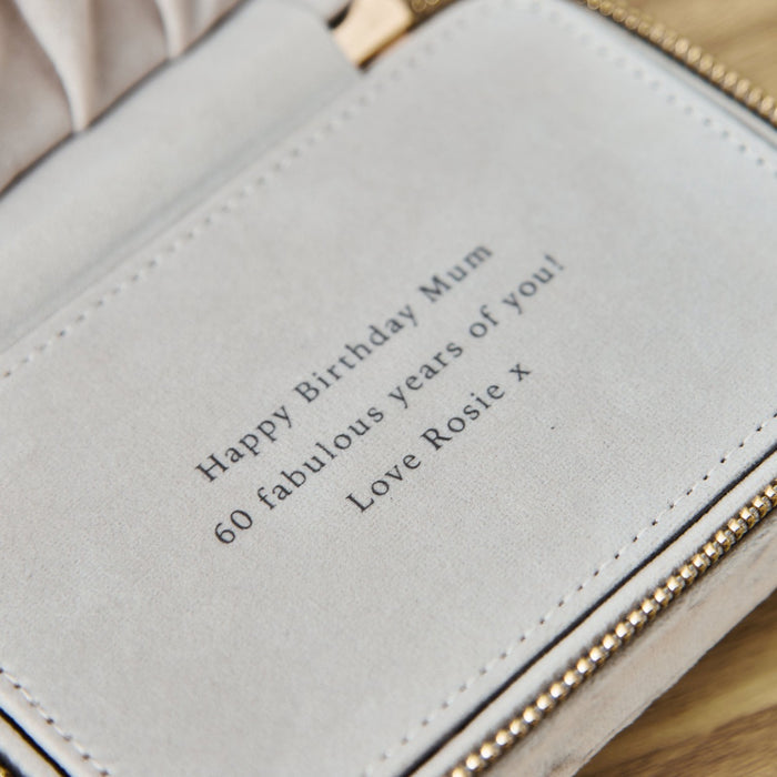 Personalised Velvet Jewellery box in Taupe