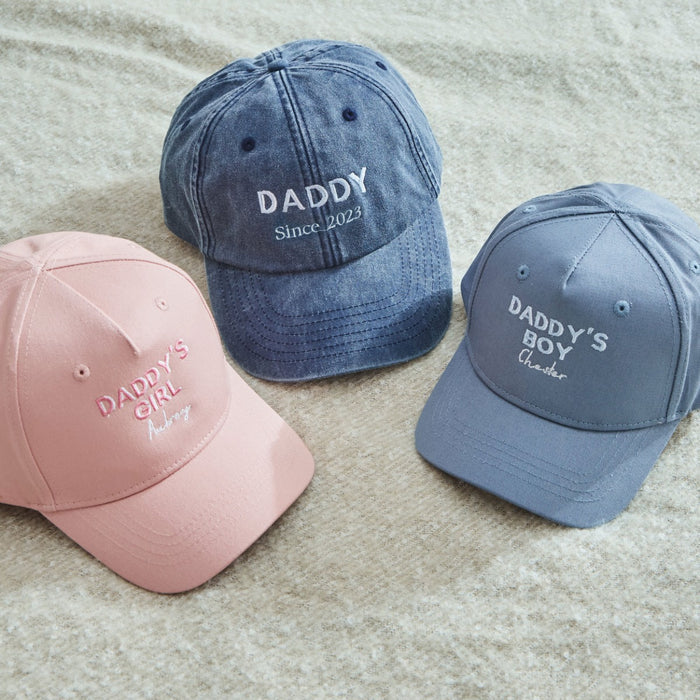 Personalised Vintage Daddy Cap in Denim Blue