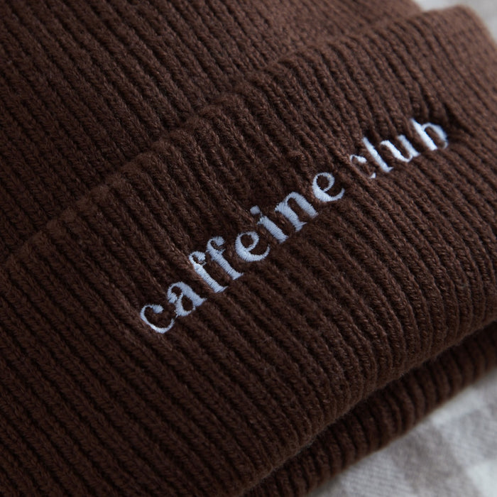Personalised Walnut Brown Beanie Hat with Customisable slogan