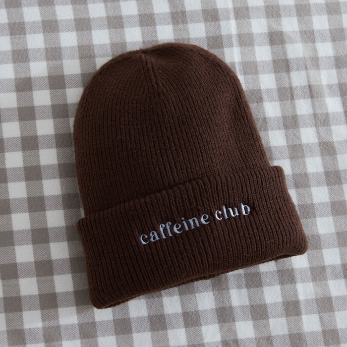 Personalised Walnut Brown Beanie Hat with Customisable slogan