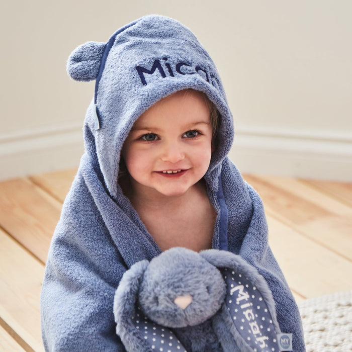 Personalised Wave Blue Splash, Snuggle & Cuddle Gift Set