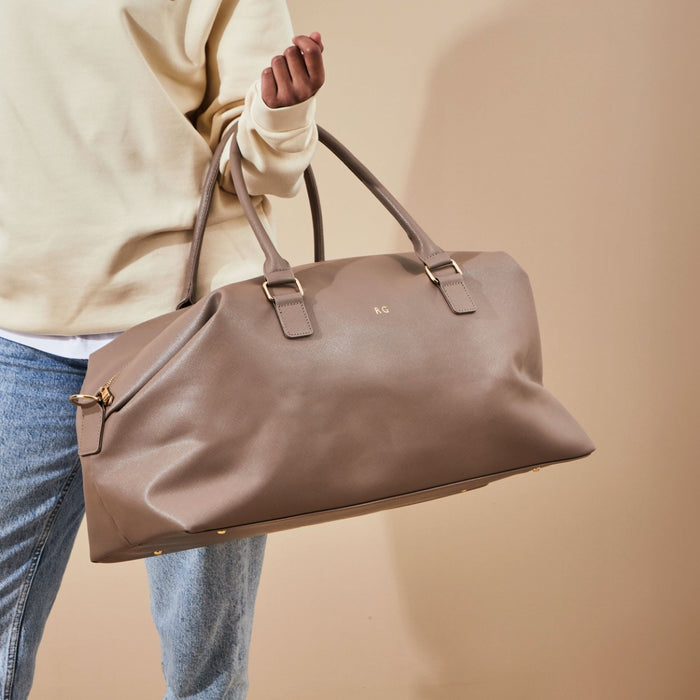 Personalised Weekend Holdall Bag in Taupe by Made Yours
