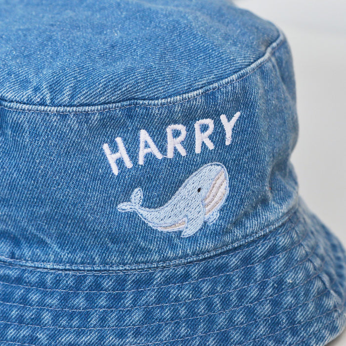 Personalised Whale Denim Bucket Hat