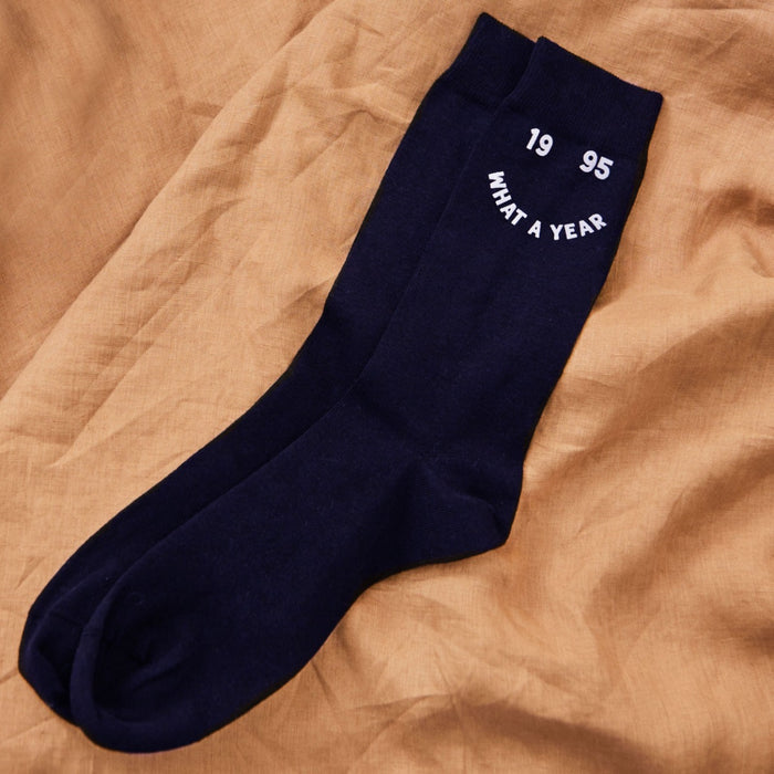 Personalised What a Year Navy Socks