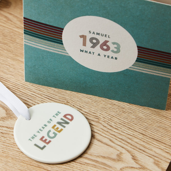 Personalised What a Year Retro Ceramic Decoration by Made Yours