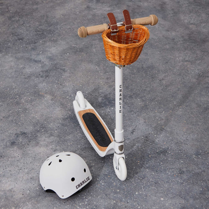 Personalised White Banwood Scooter and Helmet Set