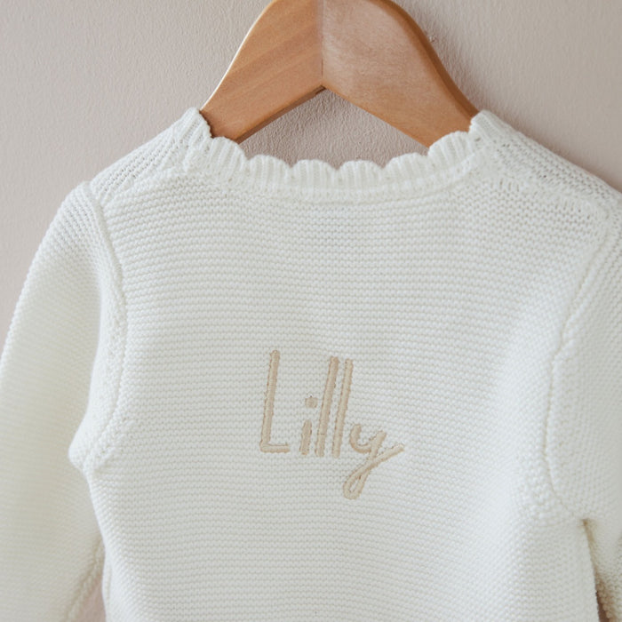 Personalised White Name Cardigan