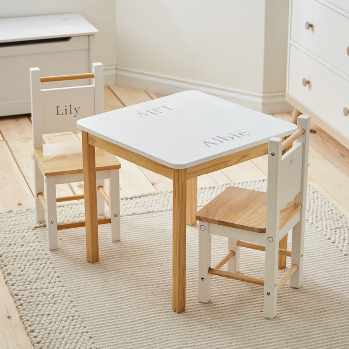 Personalised White Table and Chairs Set