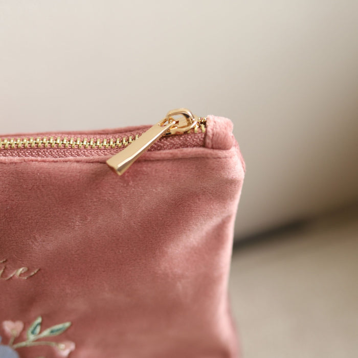 Personalised Wildflower Medium Make Up Bag in Dark Pink by Made Yours