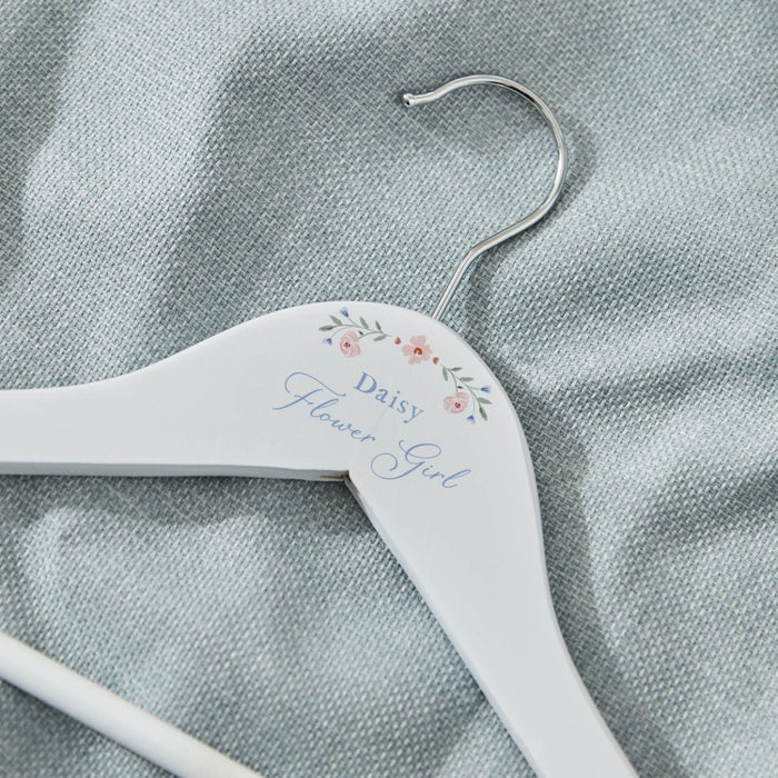 Personalised Wildflower Wedding Children's Wooden Coat Hanger