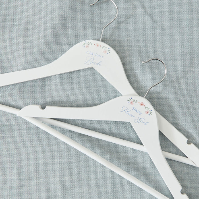 Personalised Wildflower Wedding Children's Wooden Coat Hanger