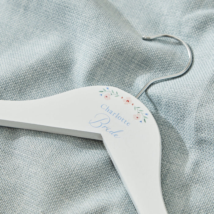 Personalised Wildflower Wedding Wooden Coat Hanger