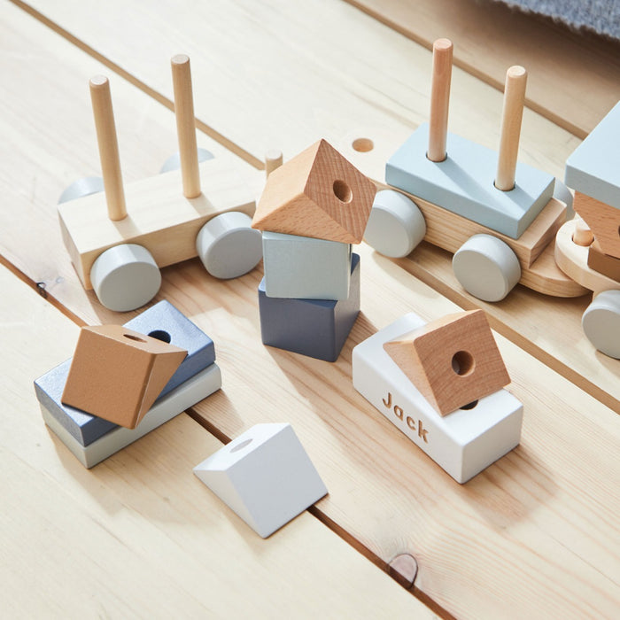 Personalised Wooden Blue Pull Along Train FSC®