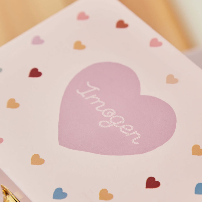 Personalised Wooden Heart Pink Jewellery Box FSC®