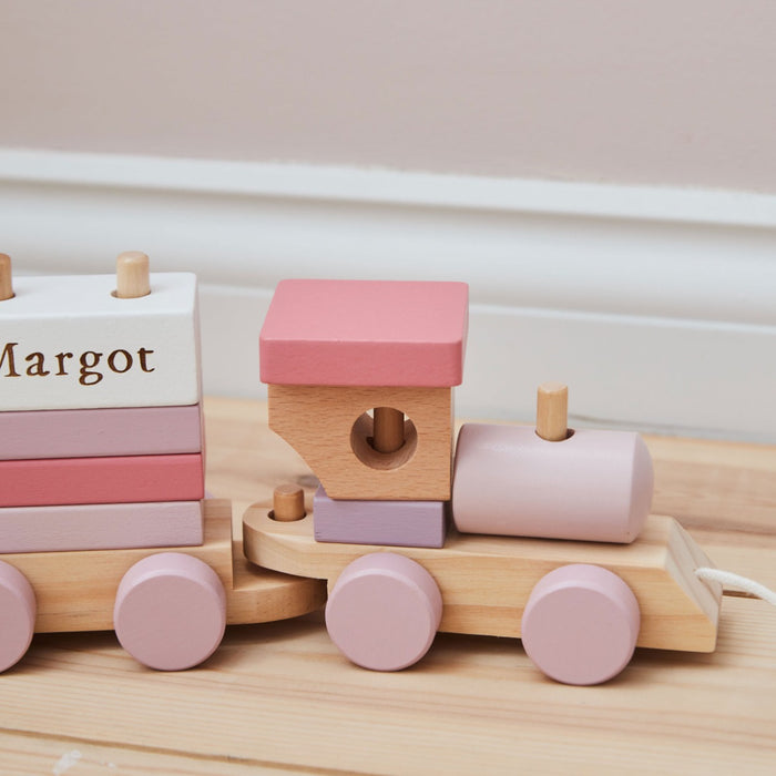 Personalised Wooden Pink Pull Along Train FSC®