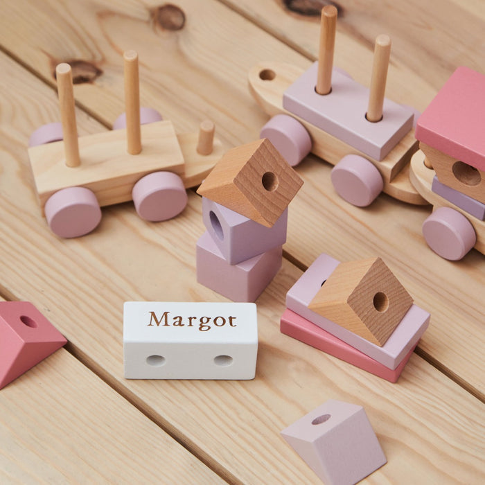 Personalised Wooden Pink Pull Along Train FSC®