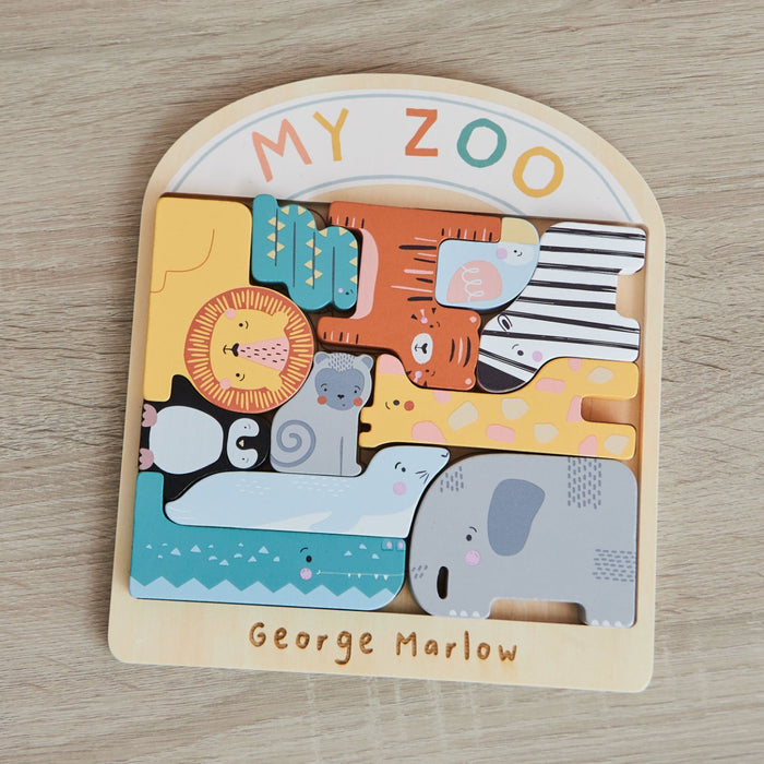 Personalised Wooden Safari Zoo Stacker Puzzle Toy FSC®