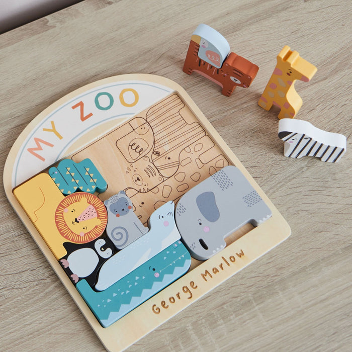 Personalised Wooden Safari Zoo Stacker Puzzle Toy FSC®