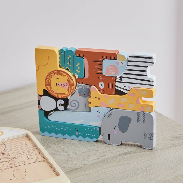 Personalised Wooden Safari Zoo Stacker Puzzle Toy FSC®