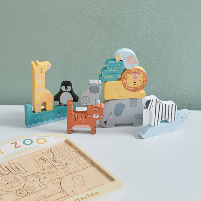 Personalised Wooden Safari Zoo Stacker Puzzle Toy FSC®