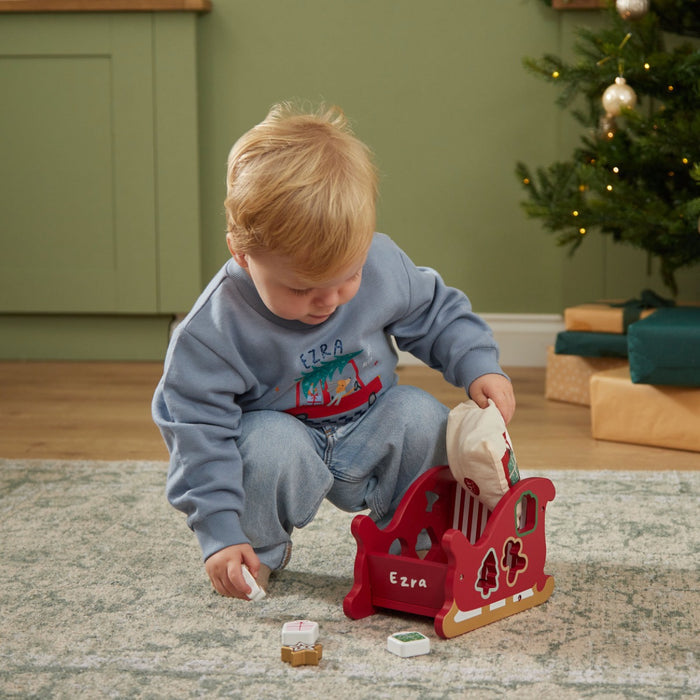 Personalised Wooden Santa Sleigh Shape Sorter Toy FSC®