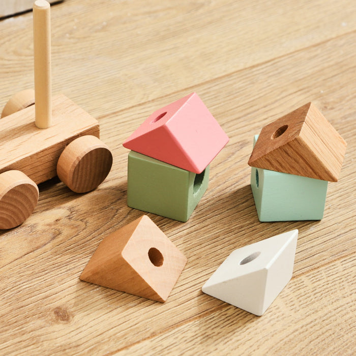 Personalised Wooden Train Pull-A-Long Toy with Blocks FSC®