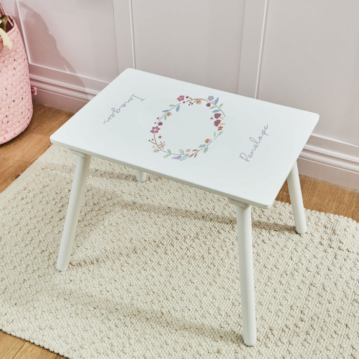 Personalised Woodland Wreath Table & Chairs Set