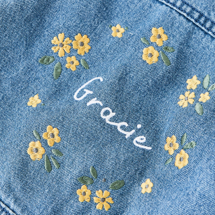 Personalised Yellow Flower Wreath Denim Jacket