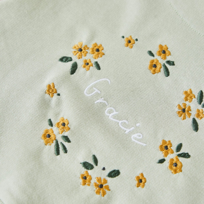 Personalised Yellow Flower Wreath Sage Sweatshirt