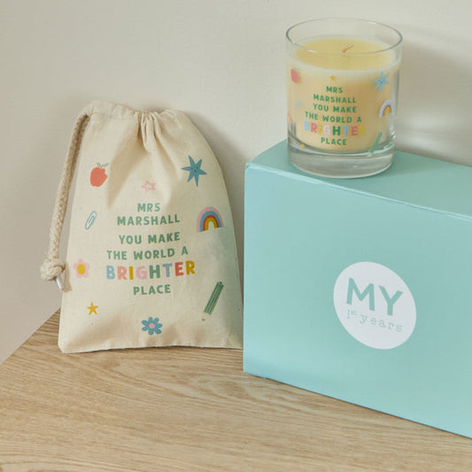 Personalised You Make The World A Brighter Place Candle Gift Set