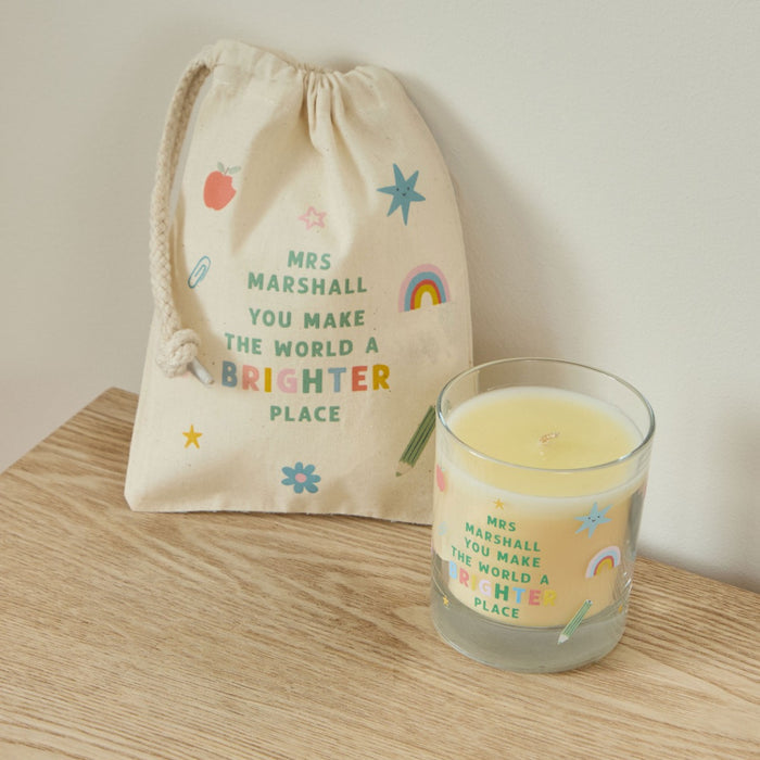 Personalised You Make The World A Brighter Place Candle Gift Set