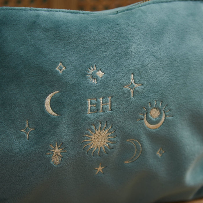 Personalised Zodiac Large Teal Velvet Bag
