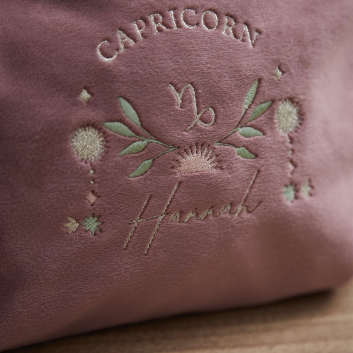 Personalised Zodiac Medium Pink Velvet Bag