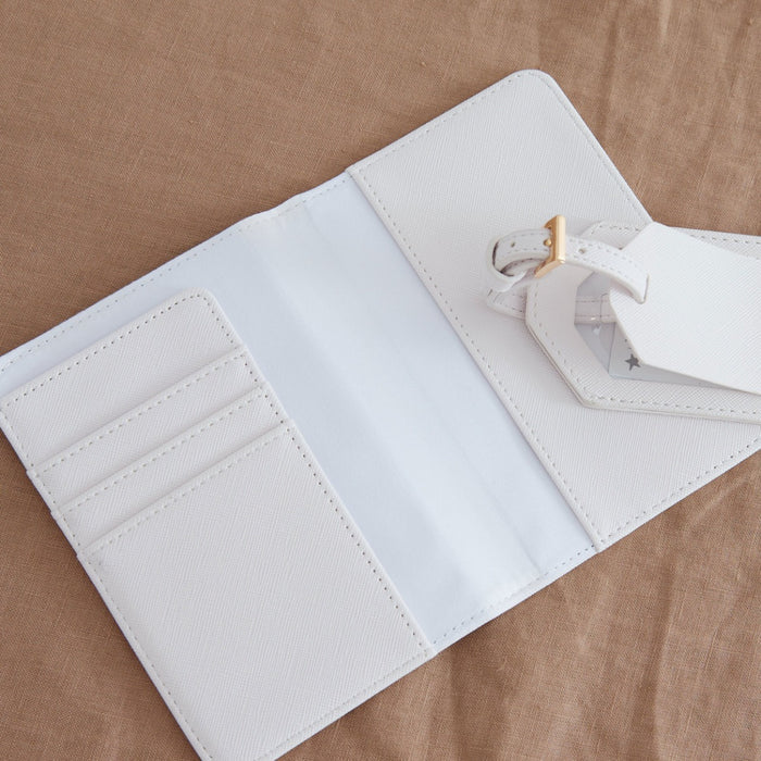Personalised Zodiac Passport Cover & Luggage Tag in White