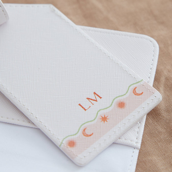 Personalised Zodiac Passport Cover & Luggage Tag in White