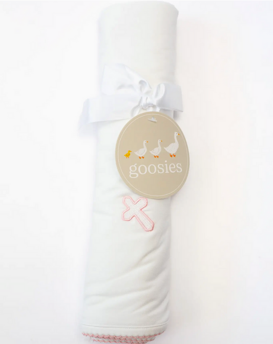 Pink Cross Embroidered Blanket