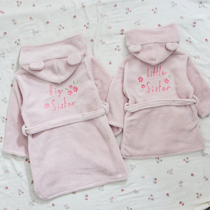Pink Floral Sister Fleece Robe Gift Set