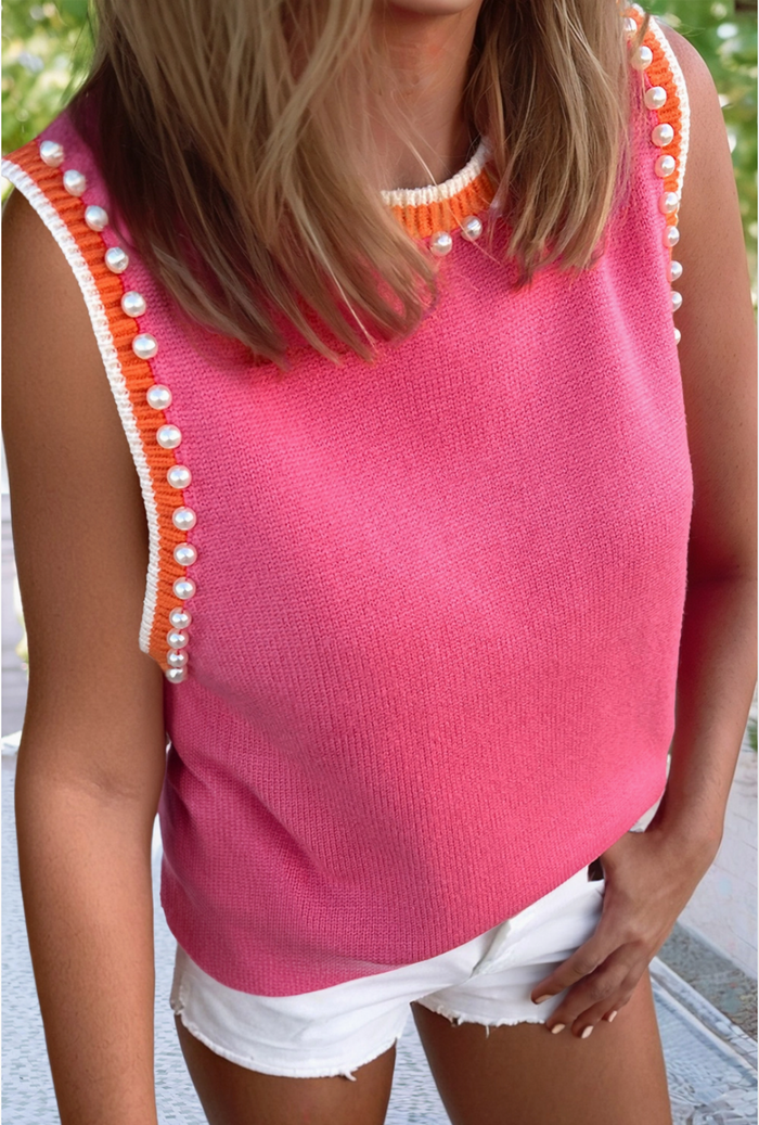 Pink & Orange Pearled edge Top