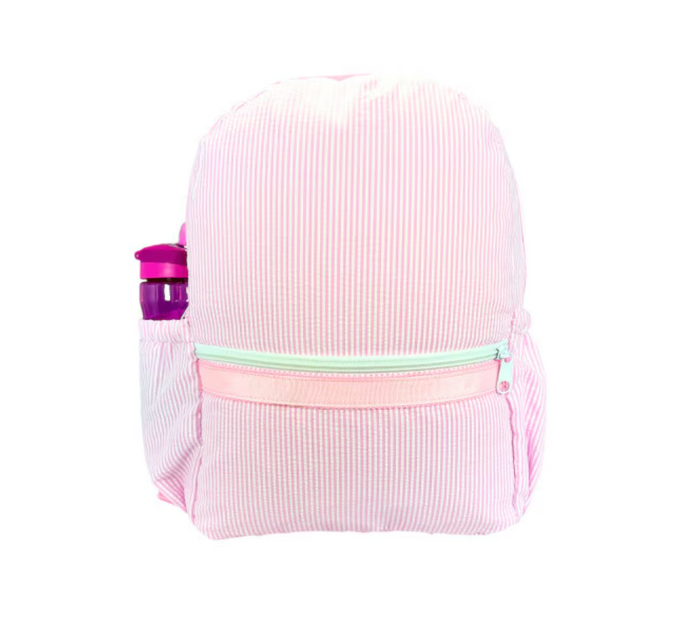 Pink Seersucker Medium Backpack (Pockets)